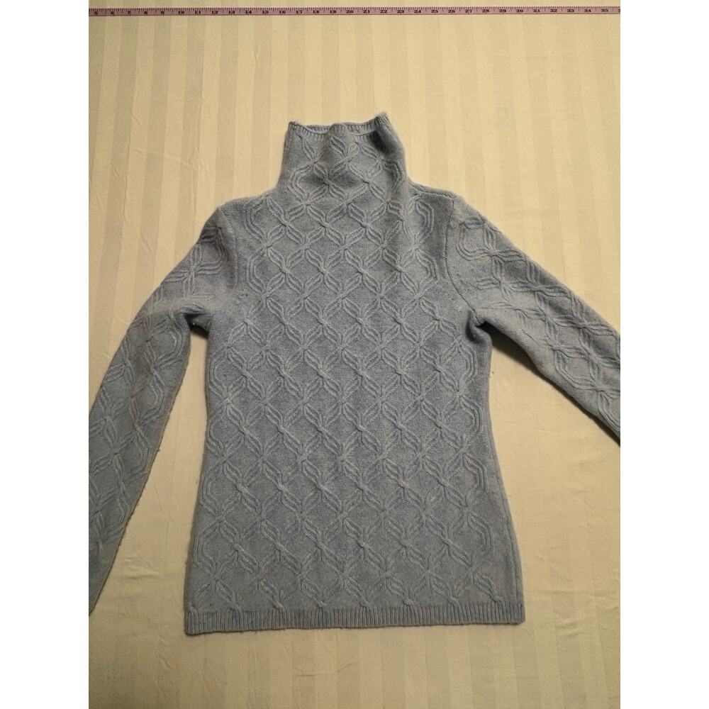 Forte Cashmere Light Blue Textured Turtleneck M